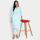 3/4th Sleeves Straight Kurta, Light Blue, small image number null