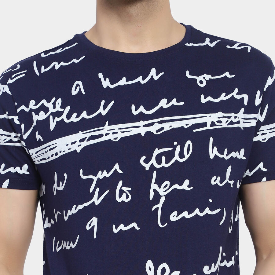Round Neck T-Shirt, Navy Blue, large image number null