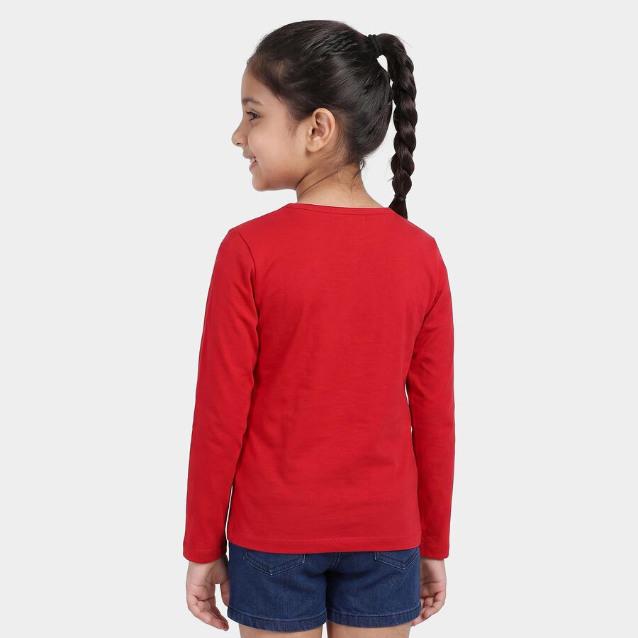 Girls Fuchsia Round Neck Regular Top, रानी (फ्यूशिया), large