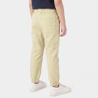 Boys' Beige Regular Fit Solid Jogger Trousers, गहरा पीला, small