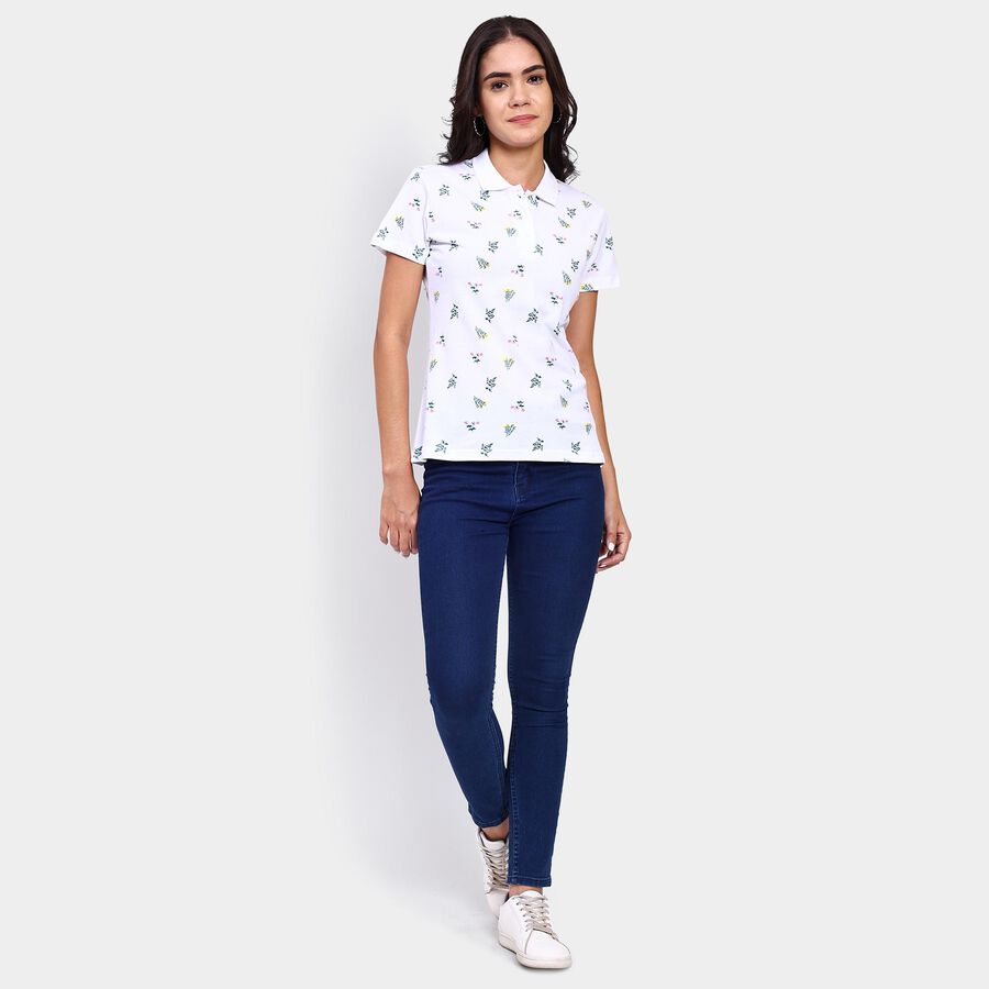 Ladies' 100% Cotton Polo T-Shirt , White, large image number null