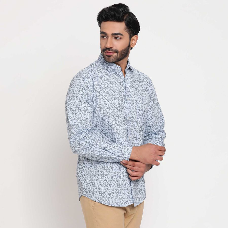 Cotton Printed Casual Shirt, Light Blue, large image number null