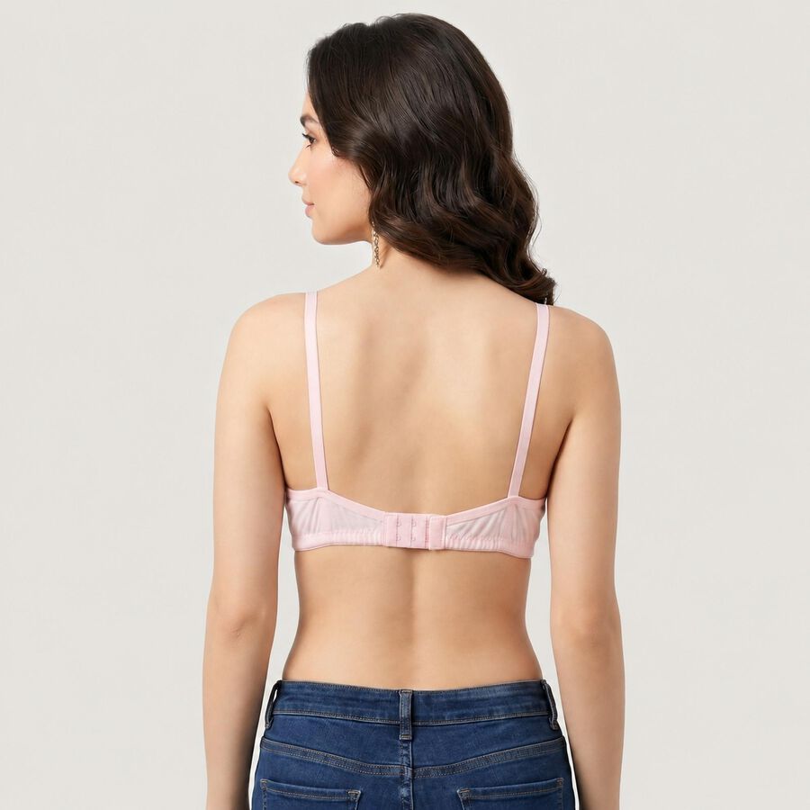 Women's Pink V Neck Bralette Bra, Light Pink, large