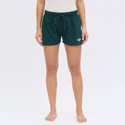 Ladies' Deep Forest Green Elastic Waist Hot Shorts