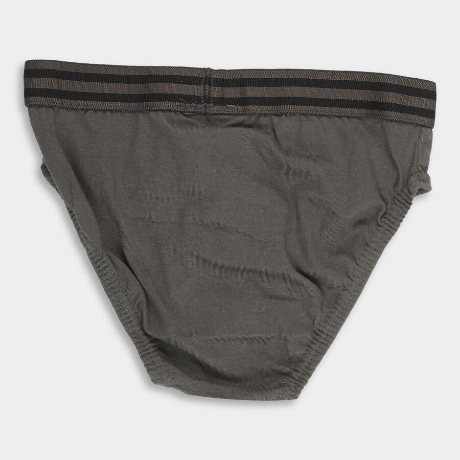 Boys' Charcoal Grey Regular Fit Cotton Briefs, ओलिव, large image number null
