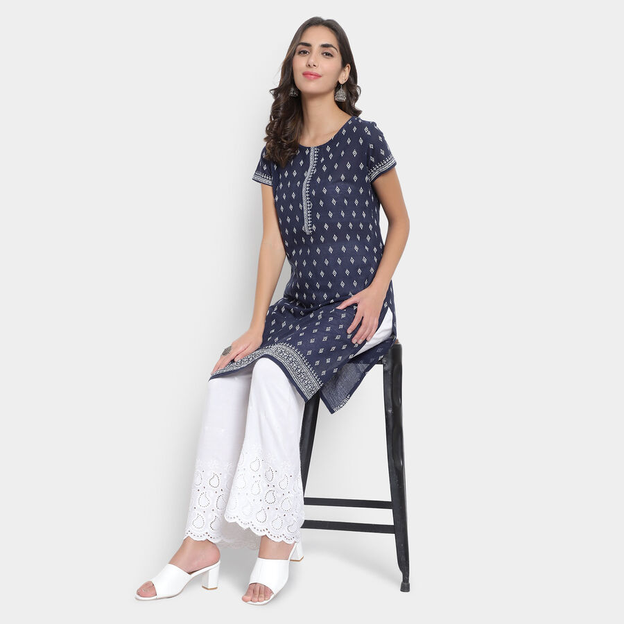 Printed Straight Kurta, Navy Blue, large image number null