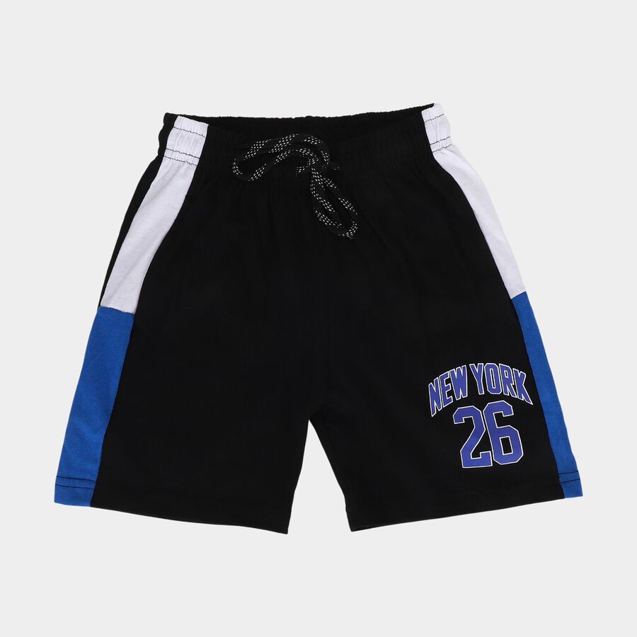 Boys Black Regular Fit Casual Bermuda Shorts, काला, large