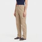 Women's Beige Straight Fit Cargo Trousers, गहरा पीला, small