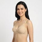 Women's Beige V-Neck Bralette Bra, गहरा पीला, small