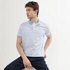 Men's Light Blue Cotton Polo Neck Printed T-Shirt, Light Blue, small image number null