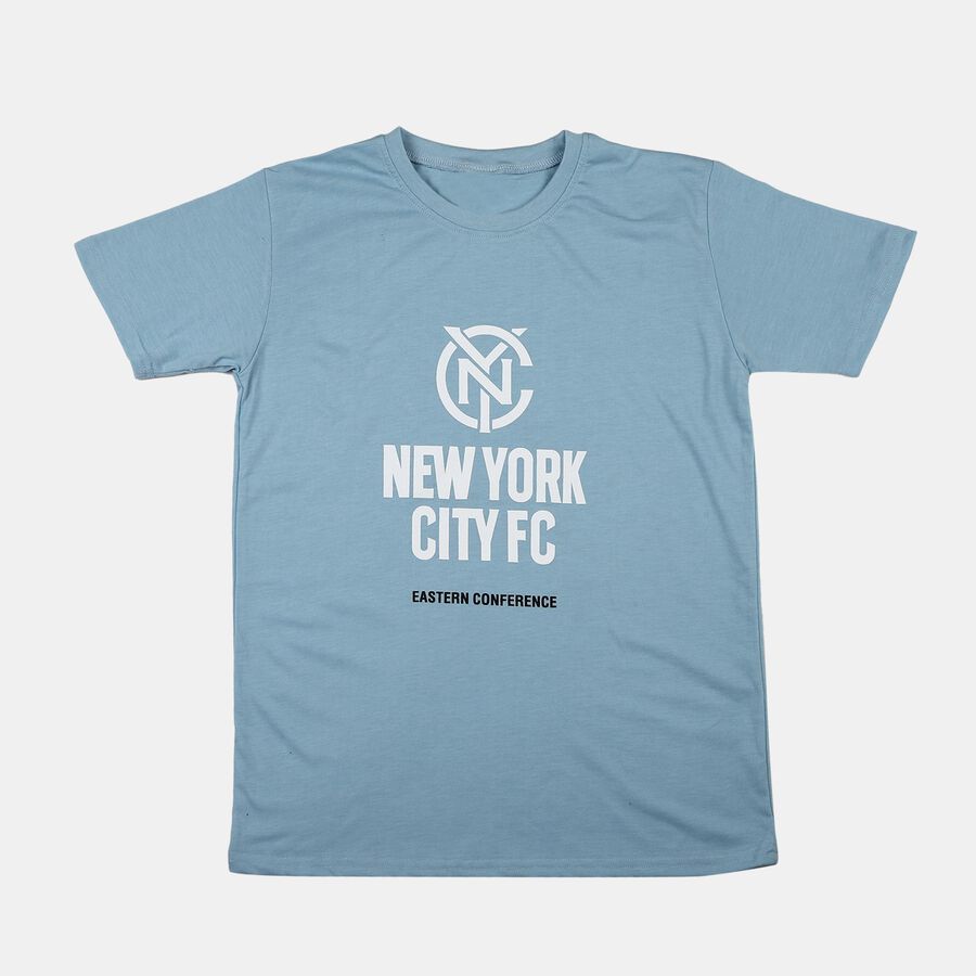 Boys' Half Sleeves T-Shirt, हल्का नीला, large