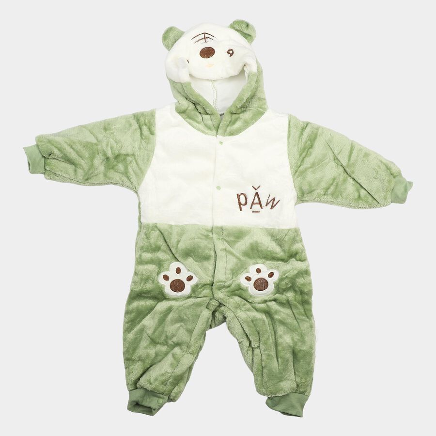 Infants' Olive Green Hooded Embroidered Baba Suit, Olive, large