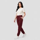 Women Wine Jogger Fit Solid Track Pants, वाइन, small