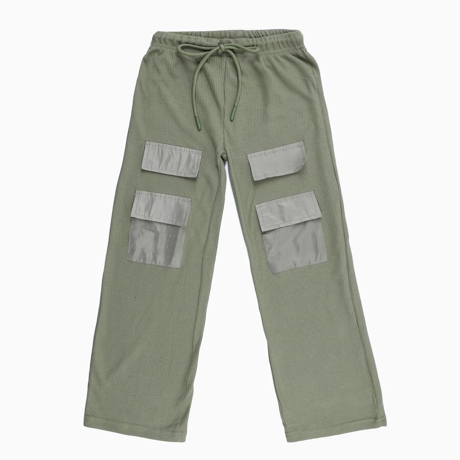 Girls' Light Sage Green Cargo Pyjama with Utility Pockets, ओलिव, large image number null