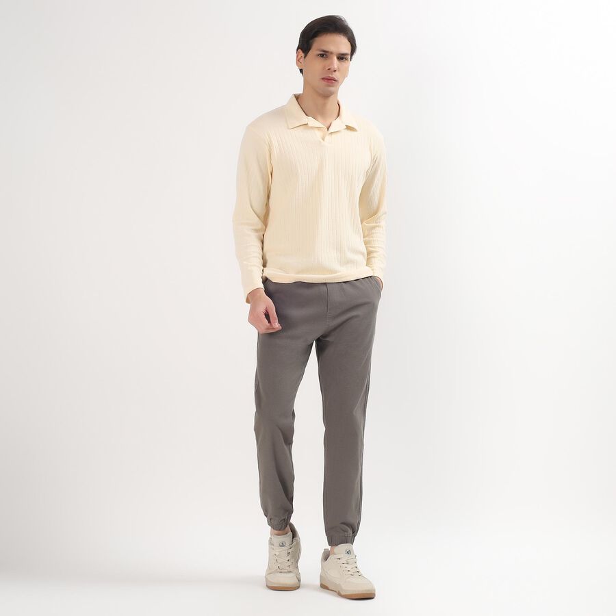 Men's Muted Charcoal Grey Slim Fit Joggers, हल्का ग्रे, large