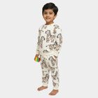 Boys' Off White Round Neck Zebra Printed Baba Suit, Off White, small image number null