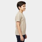 Boys Beige Round Neck Casual Half Sleeve T-Shirt, Beige, small