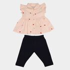Infants' Light Pink Cotton Collar Neck Tunic Set Capri Set, हल्का गुलाबी, small