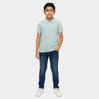 Boys Light Green Cotton Round Neck Casual T-Shirt, हल्का हरा, small