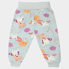 Infants' Light Blue Jogger Fit Unicorn Printed Cotton Pyjama, हल्का नीला, small