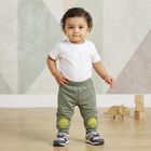 Infants Olive Green Jogger Fit Smiley Patch Pyjama, ओलिव, small