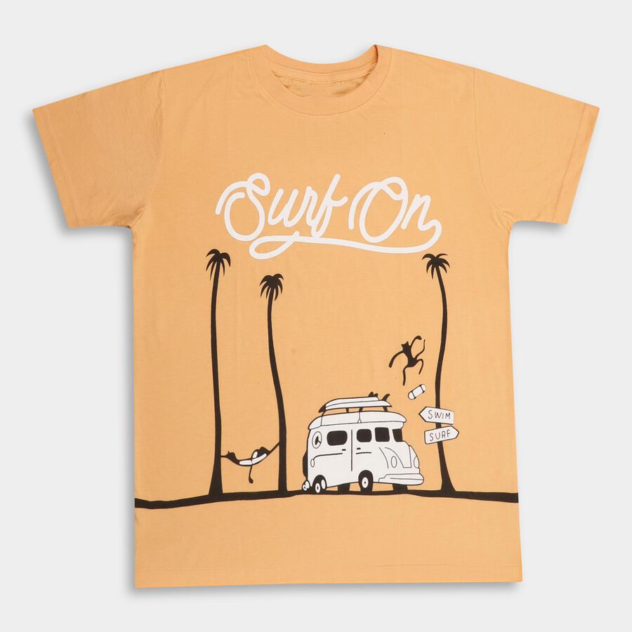 Boys' Half Sleeves T-Shirt , Orange, large image number null
