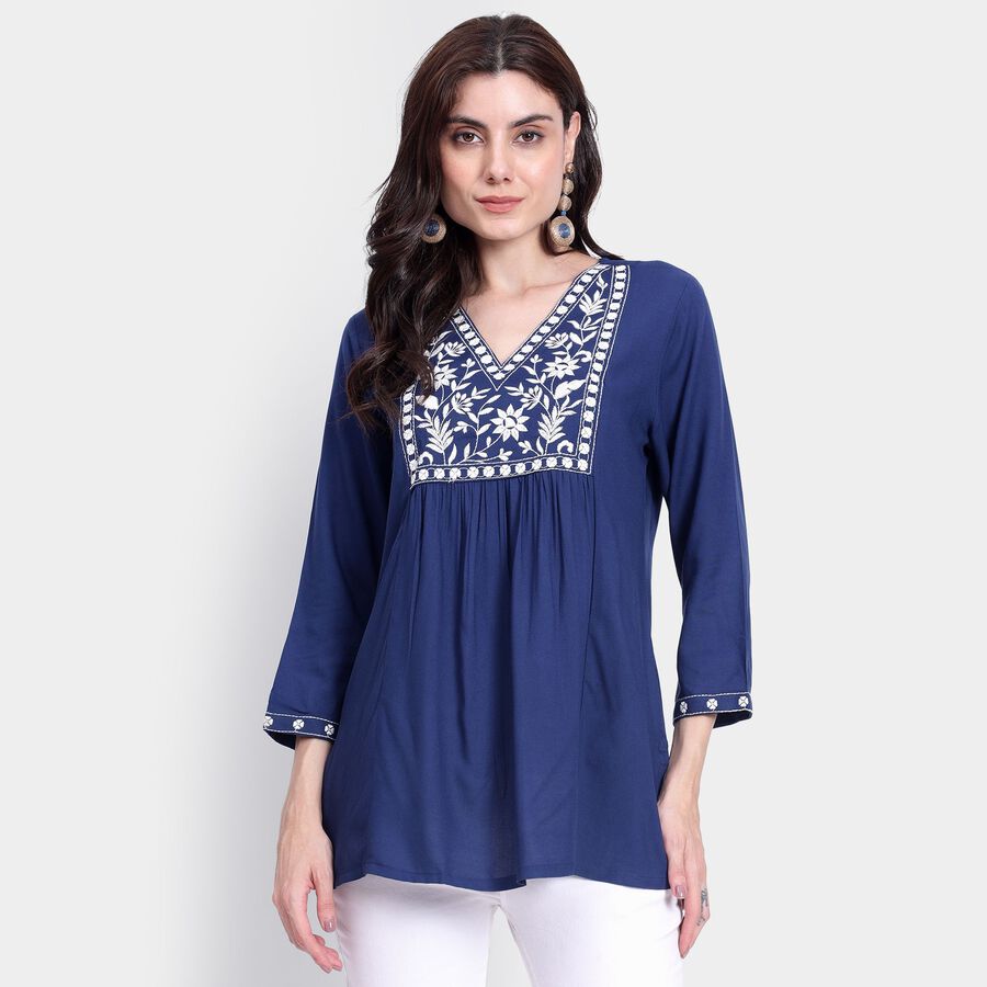 Ladies' Kurti, नेवी ब्लू, large image number null