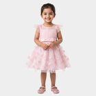 Girls Pink Fit and Flare Butterfly Applique Party Wear Frock, गुलाबी, small