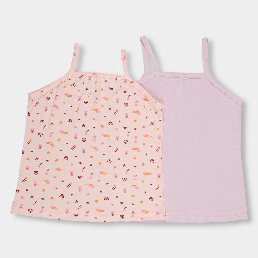 Girls' Pastel Pink Cotton Square Neck Casual Vest, Lilac, large image number null