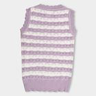Girl's Light Lavender and White Cotton Crew Neck Casual Tunic, लाइलेक, small image number null