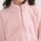 Women's Light Pink High Neck Casual Sweatshirt, गुलाबी, small image number null
