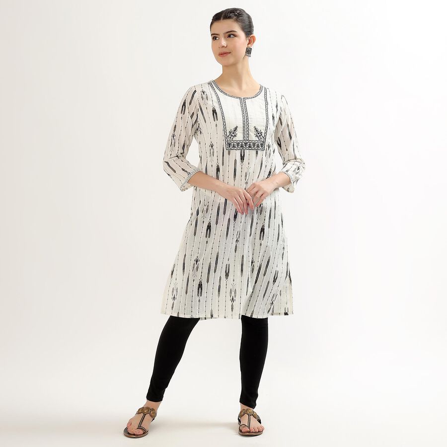 Ladies' 100% Cotton Kurta , Off White, large image number null