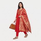 Women's Red Embroidered Ethnic Set, Red, small