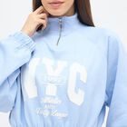 Women's Light Powder Blue Mock Neck Casual Sweatshirt, हल्का नीला, small image number null