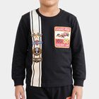 Boys' Black Round Neck Graphic Baba Suit, Black, small