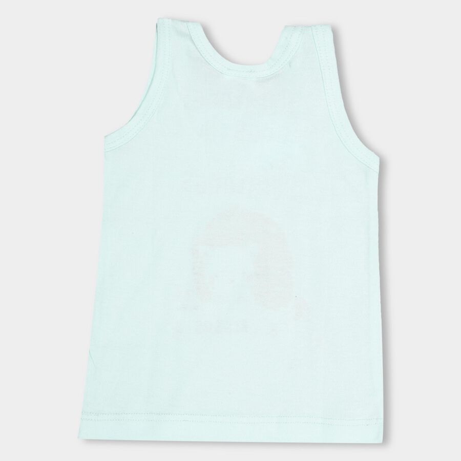Infants' Light Mint Cotton Round Neck Sleeveless Vest, Aqua, large