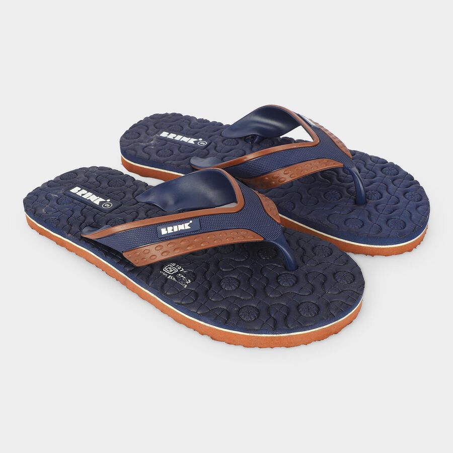 Men's Navy Blue Flip-Flops Slippers, Navy Blue, large