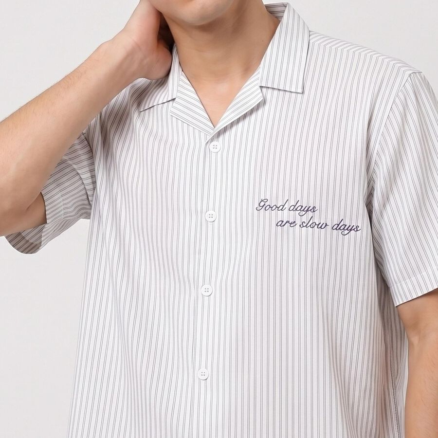 Men's Pink Cotton Camp Collar Casual Shirt, Pink, large