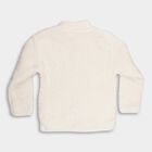 Girls' Rich Eggshell White High Neck Casual Sweatshirt, Off White, small image number null
