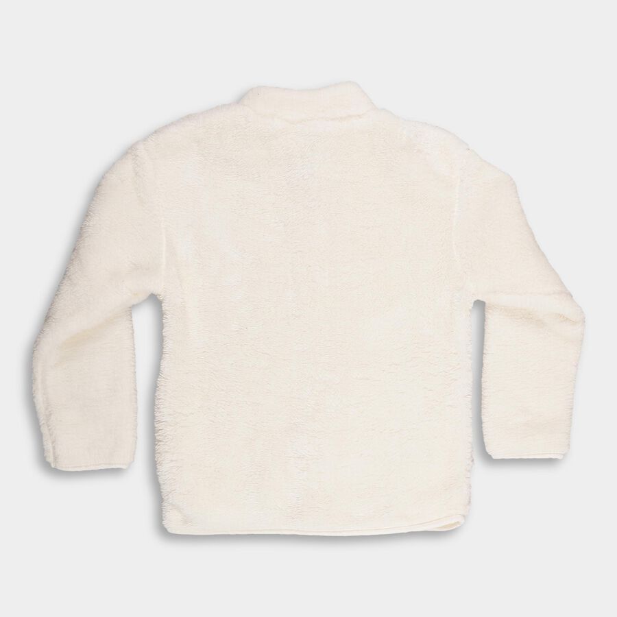 Girls' Rich Eggshell White High Neck Casual Sweatshirt, Off White, large image number null