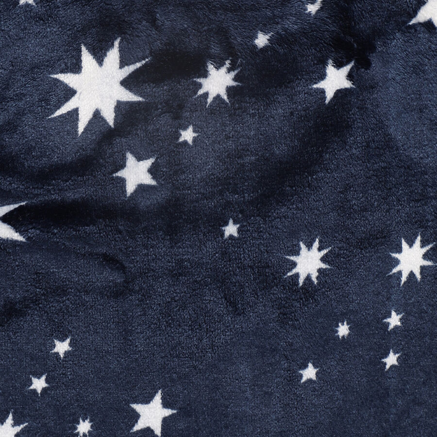 Girls' Deep Navy Blue Star Print Winter Pyjama, नेवी ब्लू, large image number null