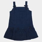 Girls Mid Blue Regular Fit Casual Frock, मध्यम नीला, small