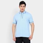 Men's Collared Half Sleeves T-Shirt, Light Blue, small