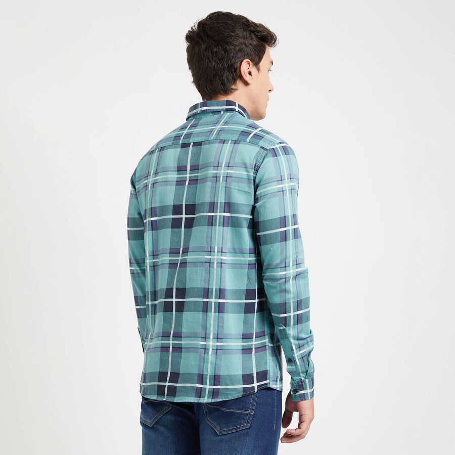 Cotton Checks Casual Shirt, Dark Blue, large image number null