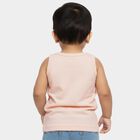 Infants Peach Cotton Round Neck Casual Vest, Peach, small