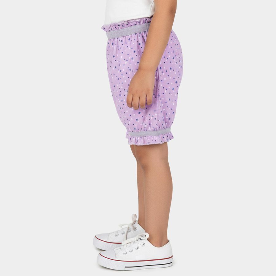 Girls Purple Regular Fit Printed Bloomers, Lilac, large