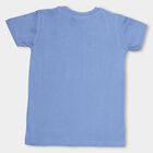 Kids' Muted Steel Blue Cotton Round Neck Casual T-Shirt, Mid Blue, small image number null