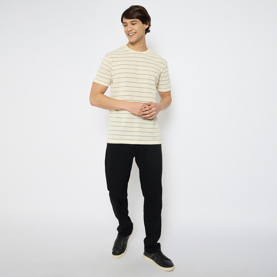 Men's Round Neck Half Sleeves T-Shirt , Off White, large image number null