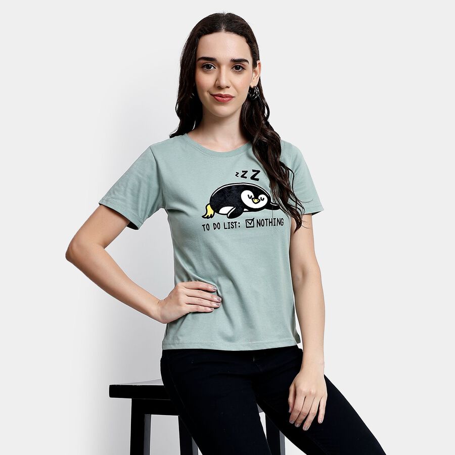 Ladies' Round Neck T-Shirt, Light Green, large image number null