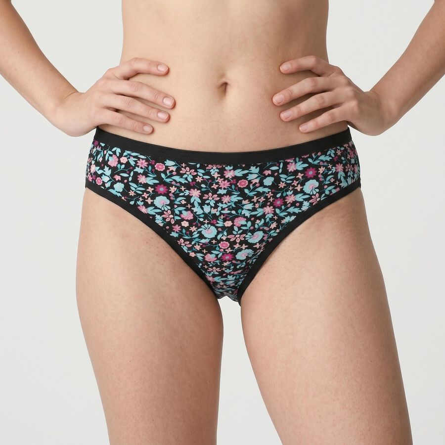 Women's Black Regular Fit Floral Print Panty, Black, large